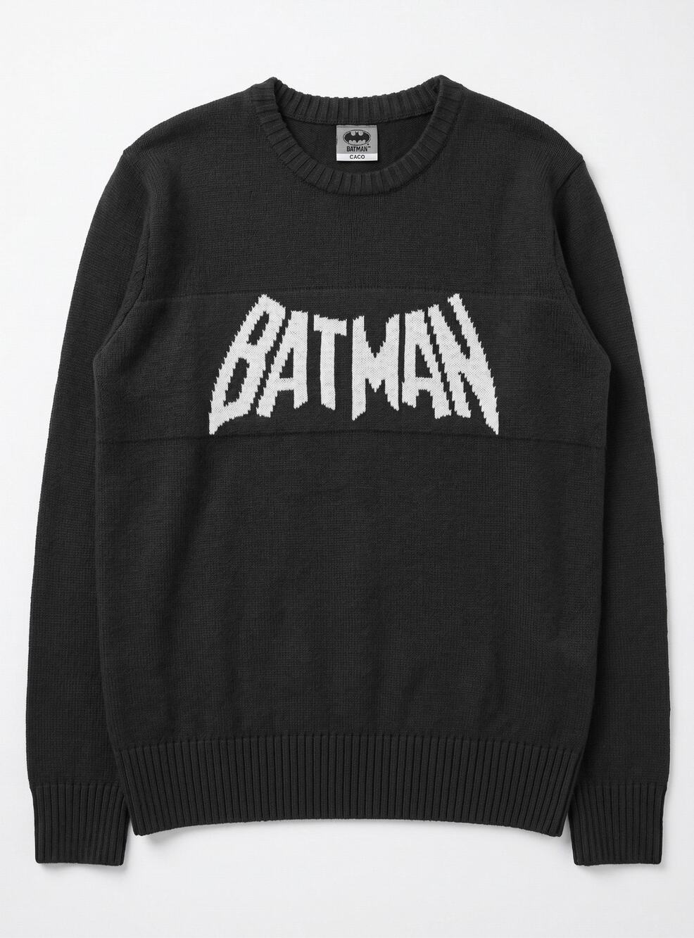 Batman Knit Sweater Men's Medium Black Crewneck Pullover